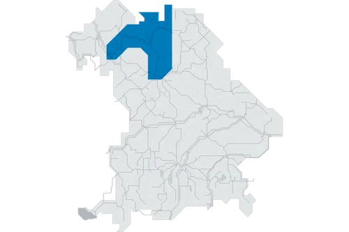 Grafik des Tarifbereichs Franken Thüringen in Bayern